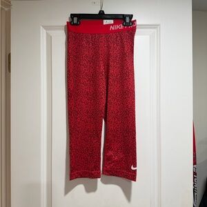 Nike Red and Black Patterned Capris